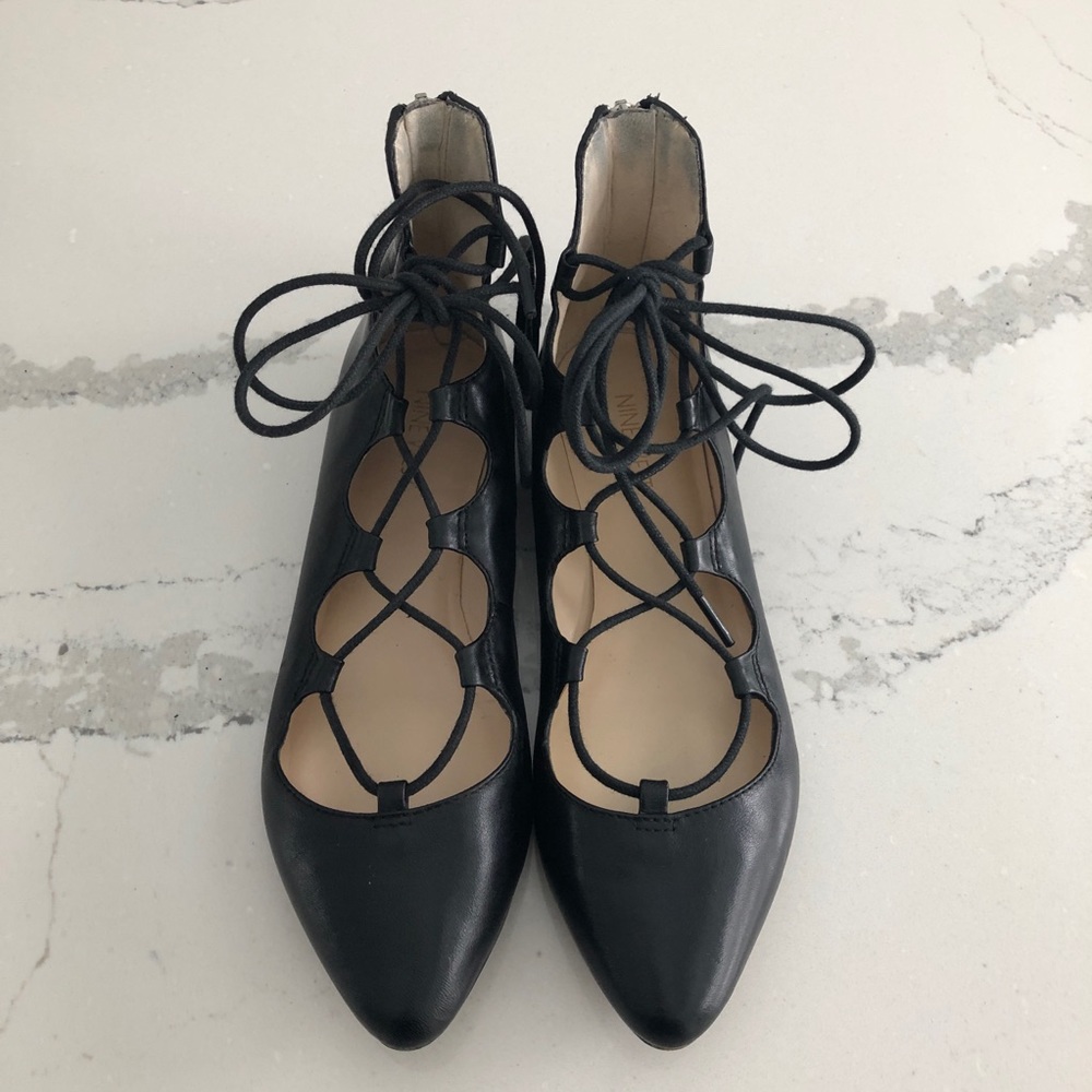 Nine West Black Lace Up Flats